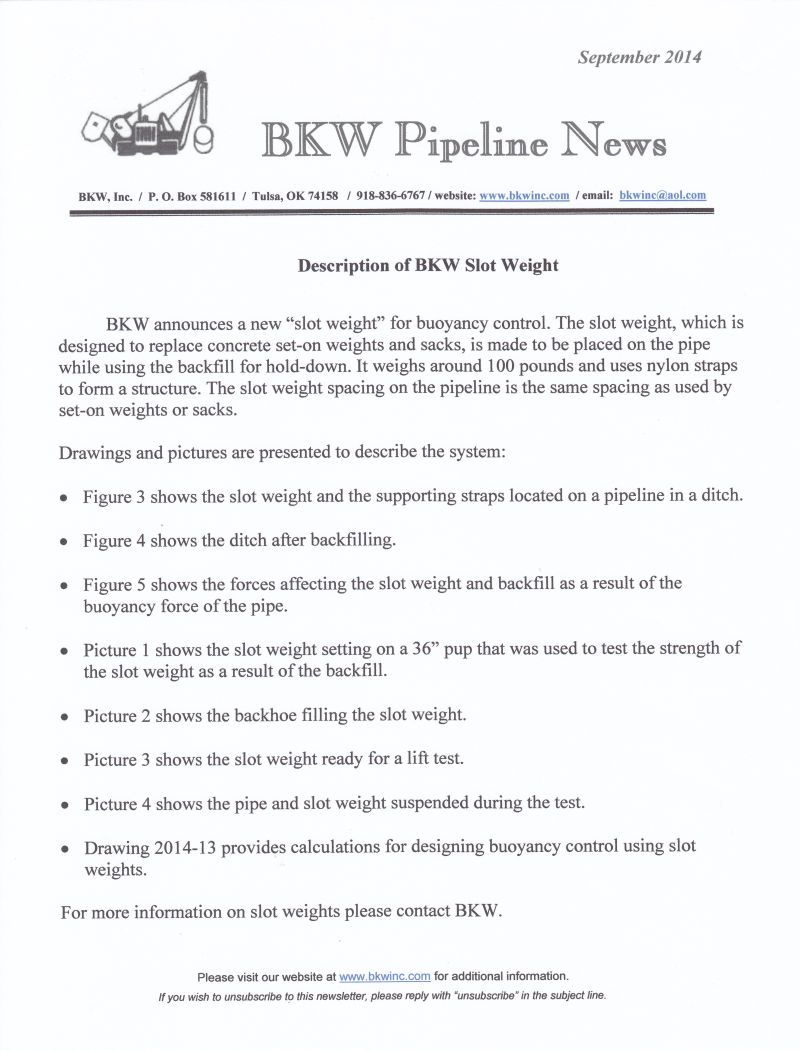 September, 2014 BKW Newsletter, new buoyancy control